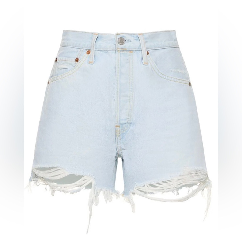 🌻NWT RE/DONE 50s CUT OFF SHORTS LIGHT RAF! SIZE 26 or 4 DISTRESSED LIGHT WASH🌻